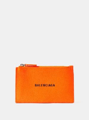 Balenciaga - Logo-print Grained-leather Cardholder - Mens - Orange Multi - ONE SIZE