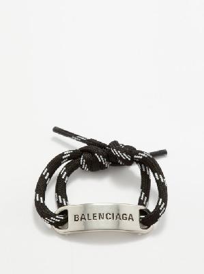 Balenciaga - Logo-plaque Corded Bracelet - Mens - Silver - ONE SIZE