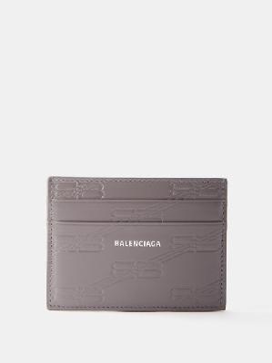 Balenciaga - Cash Bb-debossed Leather Cardholder - Mens - Dark Grey - ONE SIZE