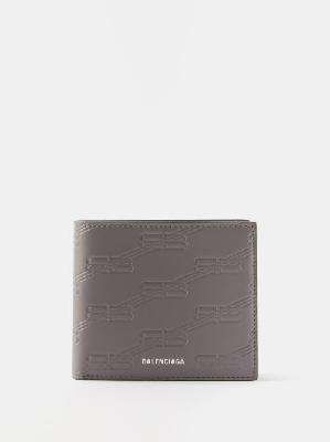 Balenciaga - Bb-debossed Leather Bi-fold Wallet - Mens - Dark Grey - ONE SIZE