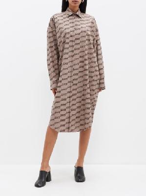 Balenciaga - Bb-monogram Cotton-poplin Shirt Dress - Womens - Beige