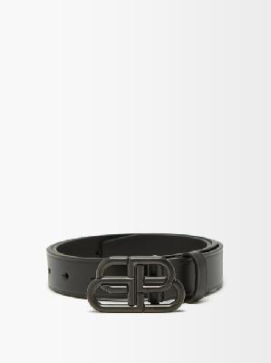 Balenciaga - Bb-logo Leather Belt - Womens - Black - 80