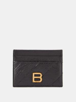 Balenciaga - Crush Crinkled-leather Cardholder - Womens - Black - ONE SIZE