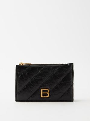 Balenciaga - Crush Crinkled-leather Zipped Cardholder - Womens - Black - ONE SIZE