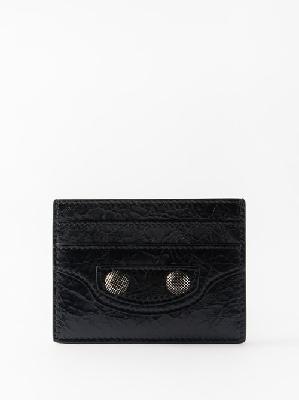 Balenciaga - Le Cagole Crinkled-leather Cardholder - Womens - Black - ONE SIZE