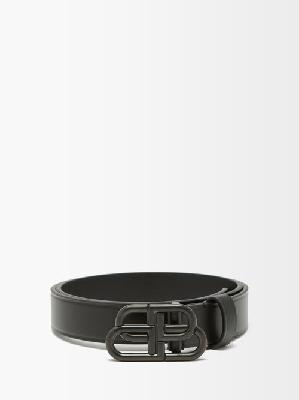 Balenciaga - Bb-logo Leather Belt - Womens - Black - 70