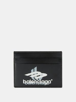 Balenciaga - Cash Logo-print Leather Cardholder - Mens - Black White - ONE SIZE
