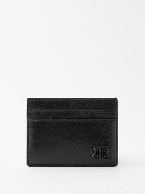 Balenciaga - Monaco Crinkled-leather Cardholder - Mens - Black - ONE SIZE