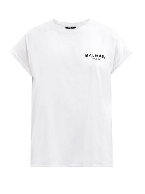 Balmain - Logo-print Cotton-jersey T-shirt - Womens - White Black