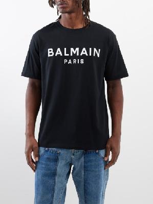Balmain - Logo-print Organic-cotton T-shirt - Mens - Black - L