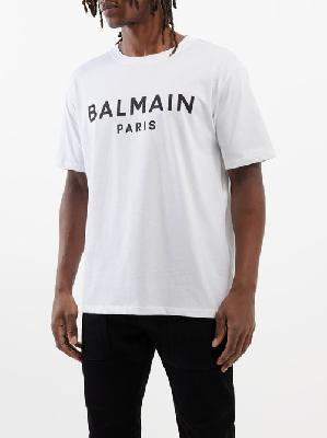 Balmain - Logo-print Organic Cotton T-shirt - Mens - White - L