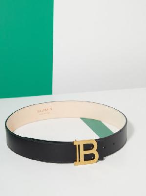 Balmain - B-buckle Leather Belt - Womens - Black - 65