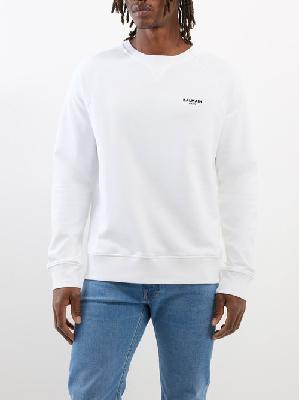 Balmain - Flocked-logo Organic-cotton Jersey Sweatshirt - Mens - White - XL