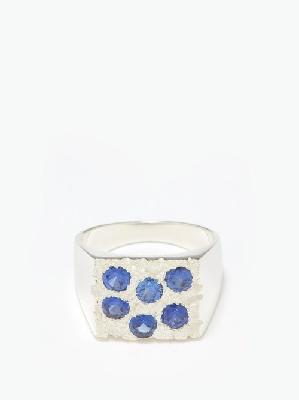 Bleue Burnham - Rose Garden Sapphire & Sterling Silver Signet Ring - Mens - Silver Blue - P