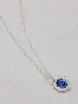 Bleue Burnham - Mini Bamboo Sapphire & Sterling-silver Necklace - Mens - Silver Blue - ONE SIZE