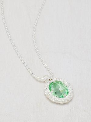 Bleue Burnham - Bound Willow Sapphire & Sterling Silver Necklace - Mens - Green Silver - ONE SIZE