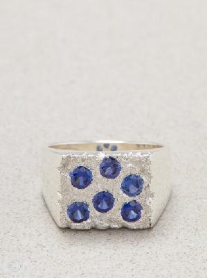 Bleue Burnham - Rose Garden Sapphire & Sterling-silver Signet Ring - Mens - Silver Blue - R