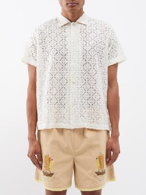 Bode - Lace-embroidered Cotton-blend Shirt - Mens - Cream - S/M