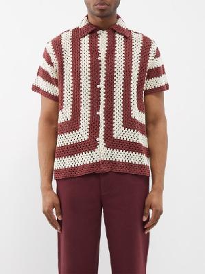 Bode - Flagship Striped Crochet-cotton Shirt - Mens - Red Multi - L/XL