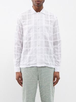 Bode - Checked Cotton-voile Shirt - Mens - White - M/L