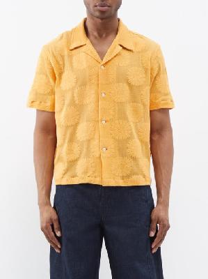 Bode - Sunflower-embroidered Cotton-blend Shirt - Mens - Orange - M/L