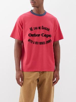 Bode - Jimmy-print Cotton-jersey T-shirt - Mens - Red Multi - M
