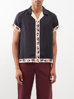Bode - Taureau Silk Short-sleeved Shirt - Mens - Black Multi - L
