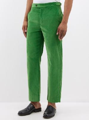 Bode - Side-buckle Cotton-corduroy Trousers - Mens - Green - 28 UK/US