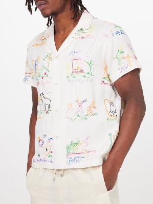 Bode - Nursery Rhyme Embroidered Cotton Shirt - Mens - White Multi - L