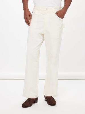 Bode - Knolly Brook Cotton-herringbone Trousers - Mens - White - 28 UK/US