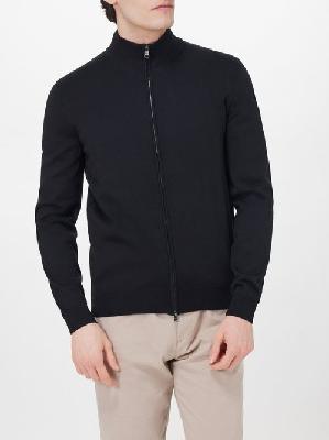 Boss - Balonso Zip-up Wool Sweater - Mens - Black - L