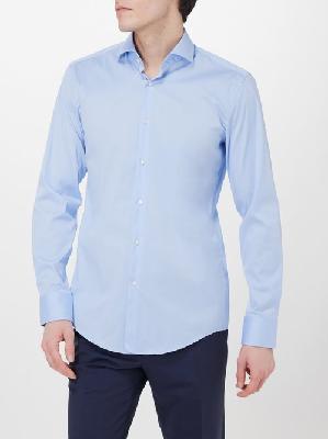 Boss - Hank Cotton-blend Poplin Shirt - Mens - Light Blue - 37 EU