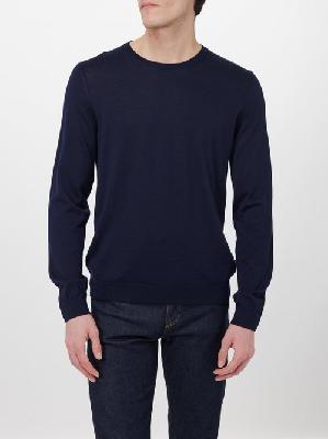 Boss - Leno Crew-neck Wool Sweater - Mens - Dark Blue - 3XL