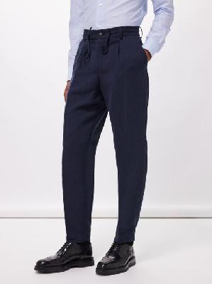 Boss - Perin Drawstring-waist Lyocell-blend Suit Trousers - Mens - Dark Blue - 50 EU/IT