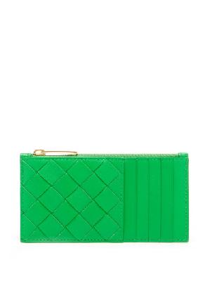 Bottega Veneta - Zipped Intrecciato Leather Cardholder - Womens - Green - ONE SIZE