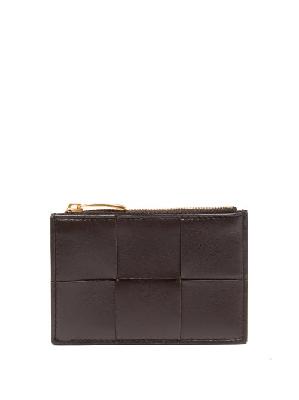 Bottega Veneta - Cassette Zipped Intrecciato-leather Cardholder - Womens - Dark Brown - ONE SIZE