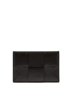 Bottega Veneta - Cassette Intrecciato Leather Cardholder - Womens - Black - ONE SIZE