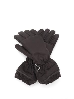 Bottega Veneta - Padded Leather And Nylon Gloves - Womens - Brown