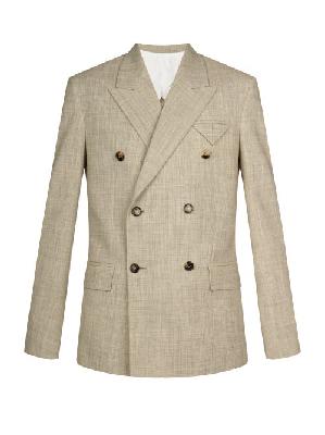 Bottega Veneta - Double-breasted Twill Suit Jacket - Mens - Grey