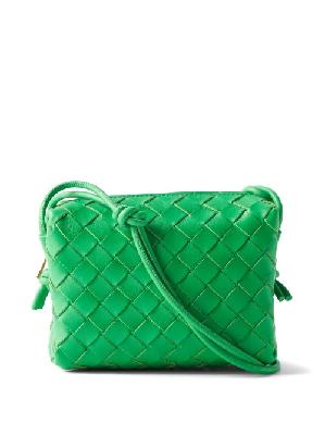 Bottega Veneta - Loop Mini Intrecciato-leather Cross-body Bag - Womens - Green - ONE SIZE