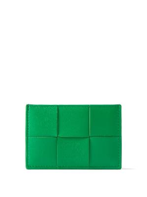 Bottega Veneta - Cassette Intrecciato-leather Cardholder - Womens - Green - ONE SIZE
