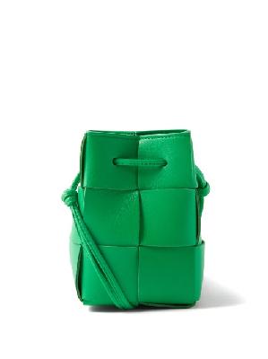 Bottega Veneta - Cassette Mini Intrecciato Leather Bucket Bag - Womens - Green - ONE SIZE