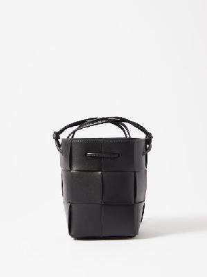 Bottega Veneta - Cassette Mini Intrecciato Leather Bucket Bag - Womens - Black - ONE SIZE
