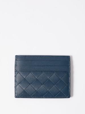 Bottega Veneta - Intrecciato Leather Cardholder - Mens - Dark Blue - ONE SIZE