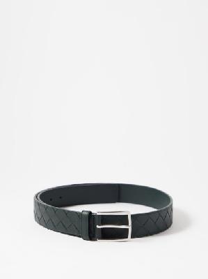 Bottega Veneta - Intrecciato-leather Belt - Mens - Dark Green - 105 EU