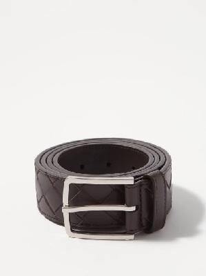 Bottega Veneta - Intrecciato Leather Belt - Mens - Dark Brown - 105 EU