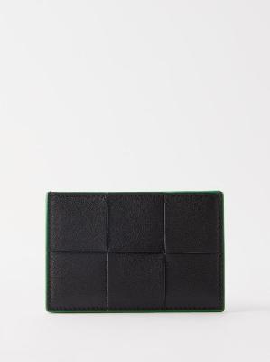 Bottega Veneta - Cassette Intrecciato Leather Cardholder - Mens - Black Green - ONE SIZE