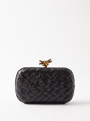 Bottega Veneta - Knot Intrecciato-leather Clutch Bag - Womens - Black - ONE SIZE