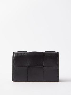 Bottega Veneta - Intrecciato-leather Cardholder - Womens - Black - ONE SIZE