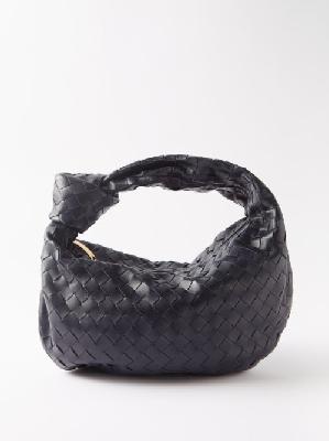 Bottega Veneta - Jodie Teen Intrecciato-leather Shoulder Bag - Womens - Dark Blue - ONE SIZE